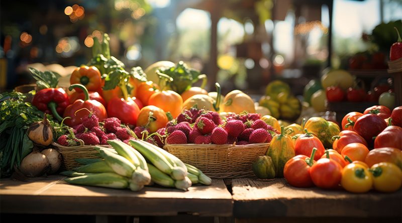 Image of various fresh fruits and vegetables laid out on a table to support farm fresh listicle