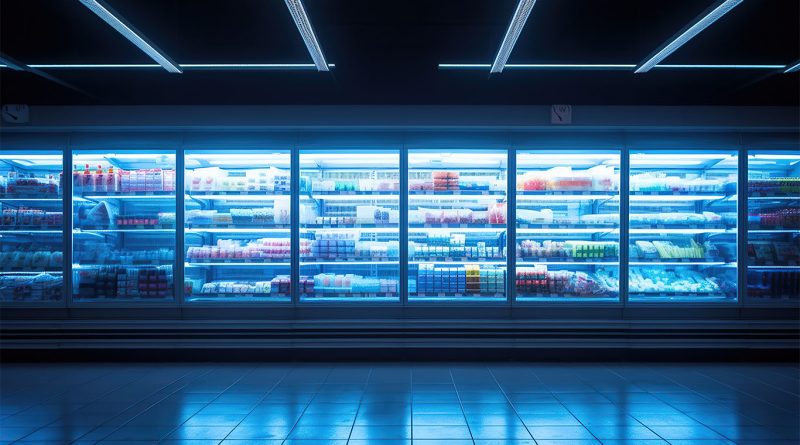 An image of a large superstore freezer with different foods in it to support gordon ramsay frozen food article