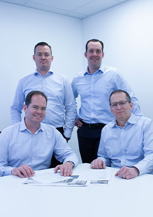 Front row left to right:Caleb Simpson - MD, Jim Simpson - Technical Director
Back roe left to right:
Jason Simpson - Sales Director, Adrian Simpson - Finance and Customer Service Director