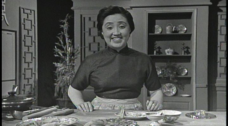 Black and white image of chef Joyce Chen to support Chinese food article