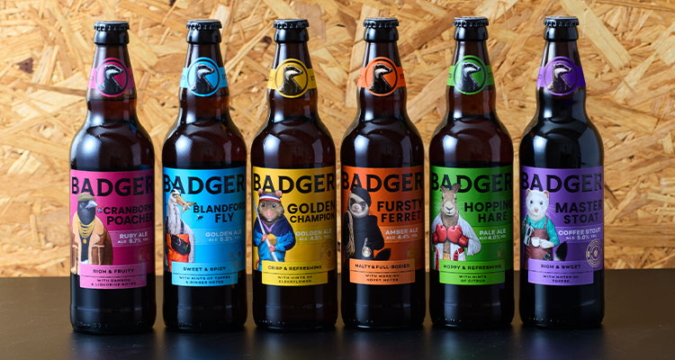 Selection of six Hall & Woodhouse Badger beers