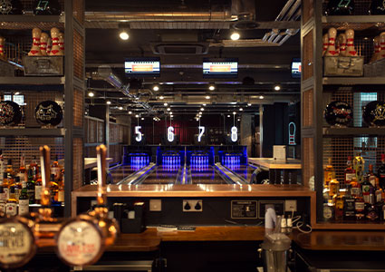 A Lane7 bar showing a number of bowling lanes