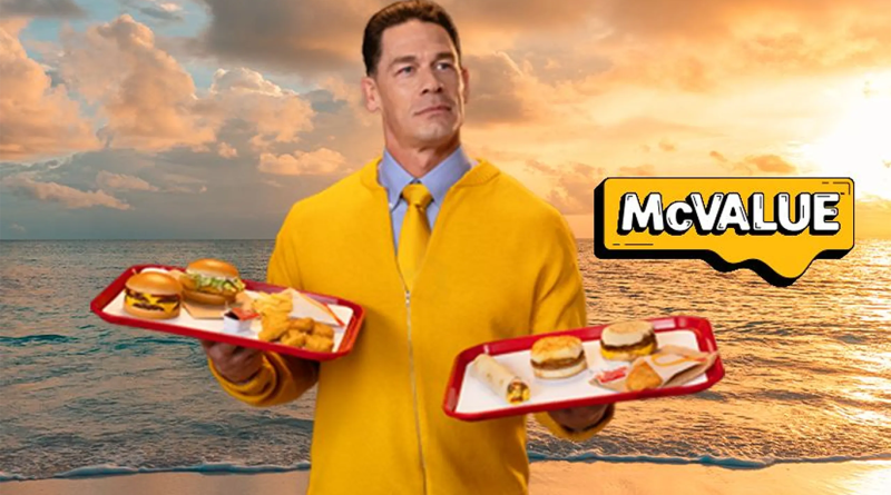 John Cena on new McValue menu ad holding new menu items