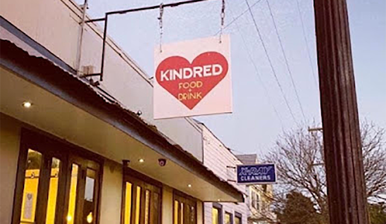 Sign outside Kindred restaurant in New Orleans