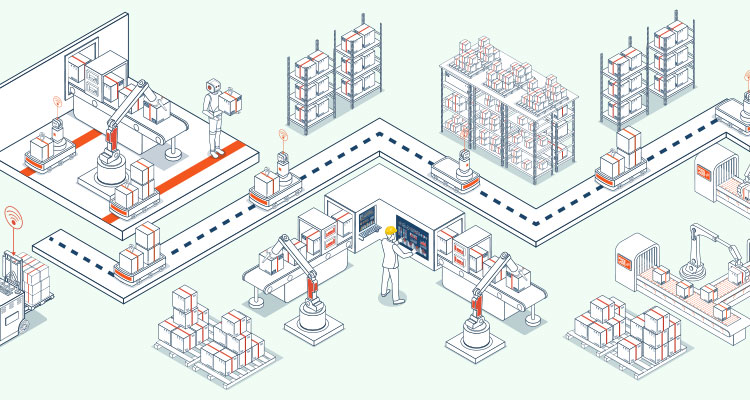 Smart warehouse automation systems featuring autonomous robots and AGVs