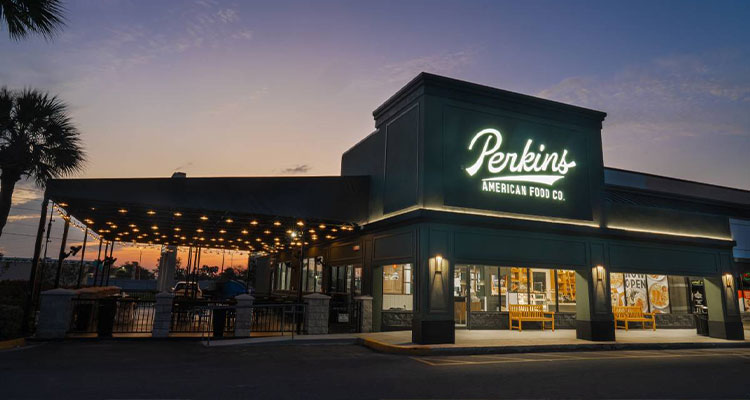 Perkins American Food Co. restaurant, the new flagship location on Turkey Lake Road in Orlando, Florida.