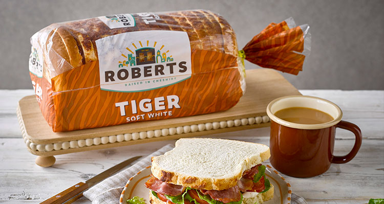 a loaf of Roberts Tiger Soft White bread.