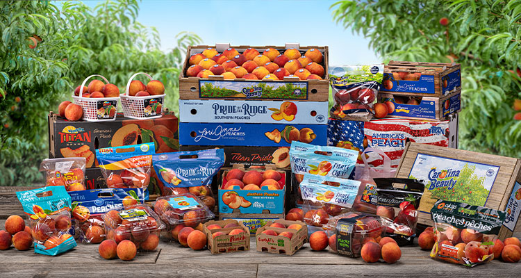 a variety of fresh peaches and peach products