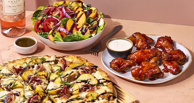 Pizza buffalo wings & a salad