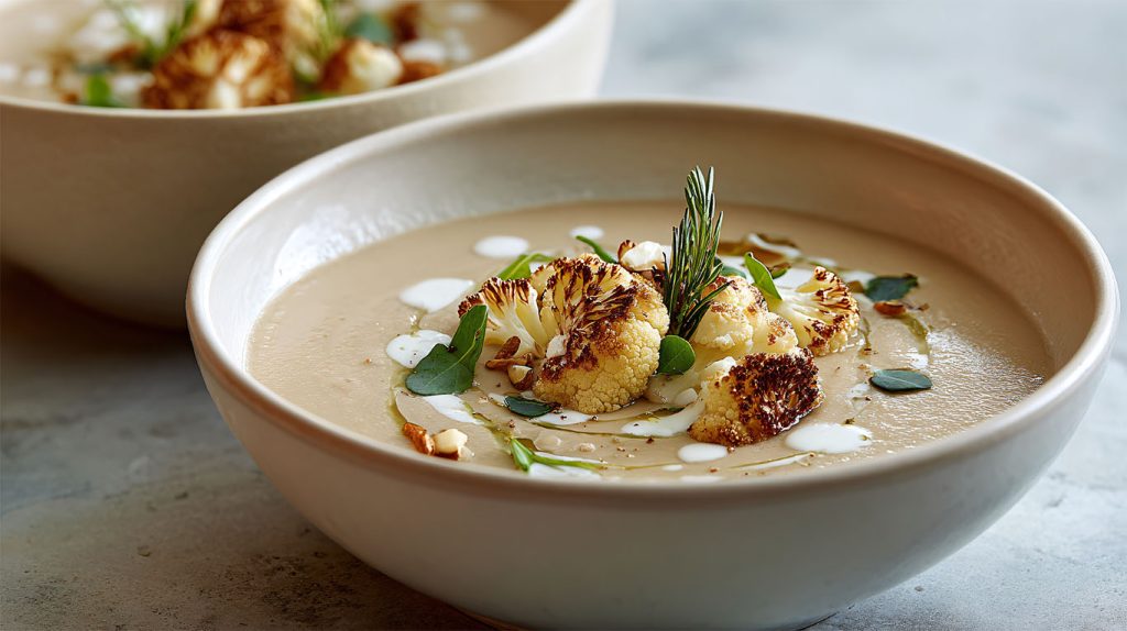 Roasted cauliflower soup for Fall Soups Recipes article