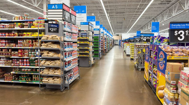 Walmart moves to eliminate synthetic additives from store brands Walmart grocery aisle with private label food products on display