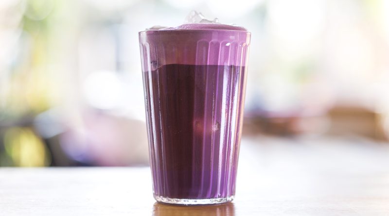 Purple ube yams made into a smoothie drink, symbolizing the global demand