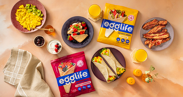 a vibrant and healthy breakfast spread featuring egglife egg white wraps.