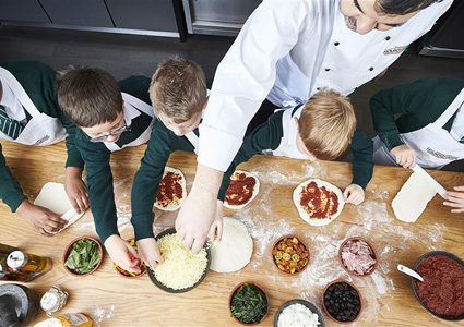 a hands-on pizza-making class for children