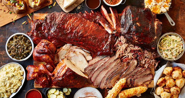 a large barbecue feast
