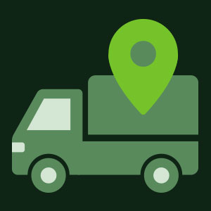 a flat, stylized logistics or delivery icon set against a dark background