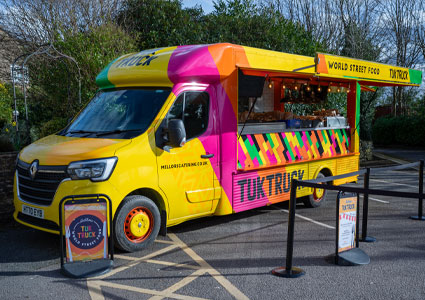 the Mellors Tuk Truck, a mobile catering unit designed to serve street food at schools and events