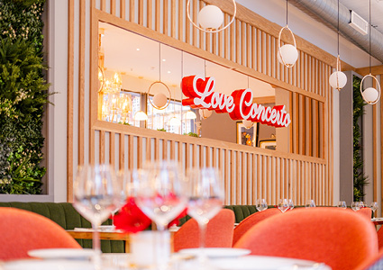 the interior of Caffè Concerto in Victoria Gate, Leeds