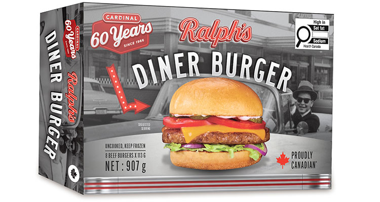 a box of Cardinal Ralph's Diner Burgers