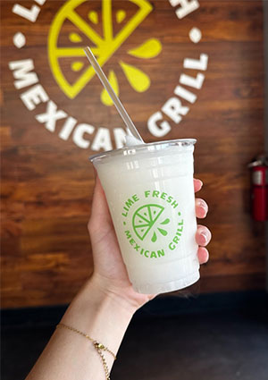 a Lime Fresh Mexican Grill signature frozen margarita