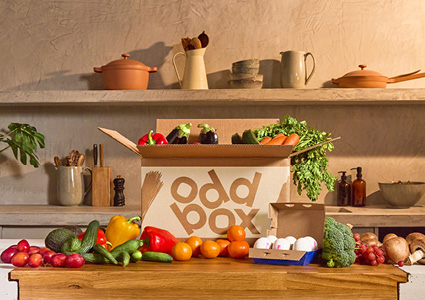 an Oddbox fruit and vegetable delivery box
