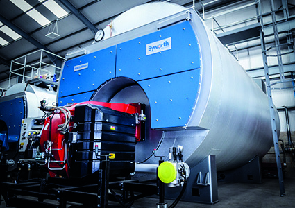 a heavy-duty industrial steam boiler manufactured by Byworth Boilers