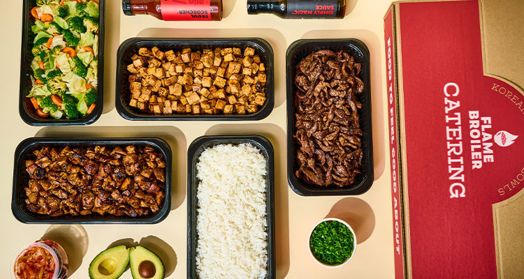a complete catering spread from Flame Broiler