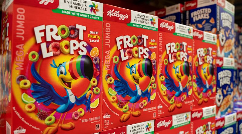 Kellogg cereal manufacturing and reformulation as artificial food colors are replaced with colors from natural sources.