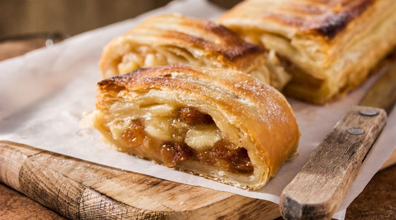 Five creative apple recipe ideas including cheddar galette, miso caramel apples, apple kimchi slaw, flatbread and barbecue glaze.