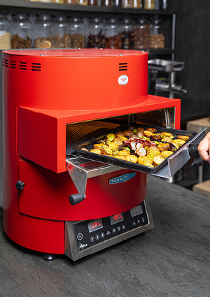 a TurboChef Fire Ventless Countertop Pizza Oven